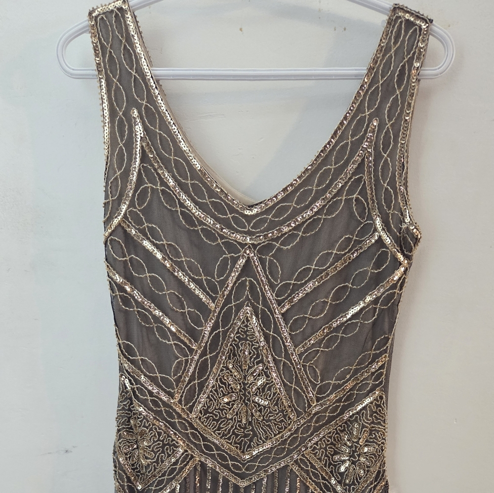 Elegant Black and Gold Women's Dress. Large 69cm Size S